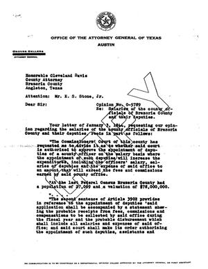 Primary view of object titled 'Texas Attorney General Opinion: O-5789'.