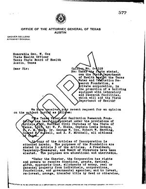 Primary view of object titled 'Texas Attorney General Opinion: O-6329'.