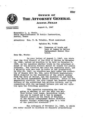 Primary view of object titled 'Texas Attorney General Opinion: V-334'.