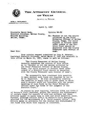 Primary view of object titled 'Texas Attorney General Opinion: WW-86'.