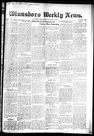 Winnsboro Weekly News (Winnsboro, Tex.), Vol. 14, No. 1, Ed. 1 Friday, September 15, 1922