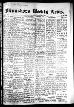 Primary view of object titled 'Winnsboro Weekly News (Winnsboro, Tex.), Vol. 14, No. 27, Ed. 1 Thursday, April 3, 1924'.
