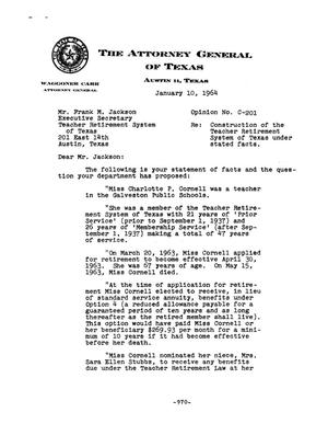 Primary view of object titled 'Texas Attorney General Opinion: C-201'.