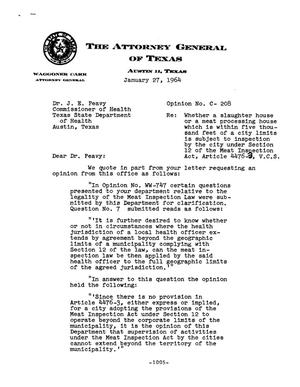 Primary view of object titled 'Texas Attorney General Opinion: C-208'.