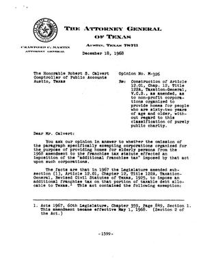 Primary view of object titled 'Texas Attorney General Opinion: M-326'.