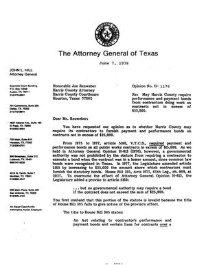 Primary view of object titled 'Texas Attorney General Opinion: H-1176'.