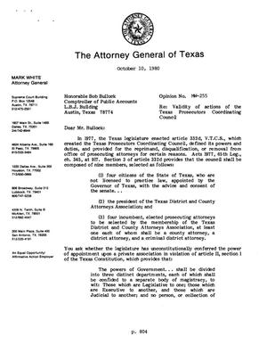 Primary view of object titled 'Texas Attorney General Opinion: MW-255'.