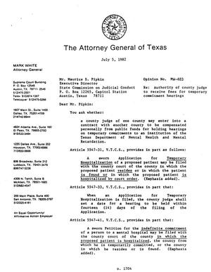 Primary view of object titled 'Texas Attorney General Opinion: MW-483'.