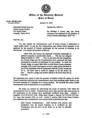 Primary view of object titled 'Texas Attorney General Opinion: DM-317'.