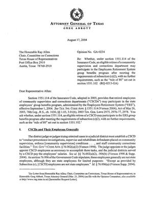 Primary view of object titled 'Texas Attorney General Opinion: GA-0234'.