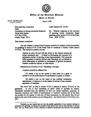 Primary view of object titled 'Texas Attorney General Opinion: LO94-051'.