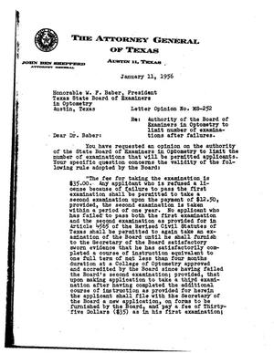Primary view of object titled 'Texas Attorney General Opinion: MS-252'.