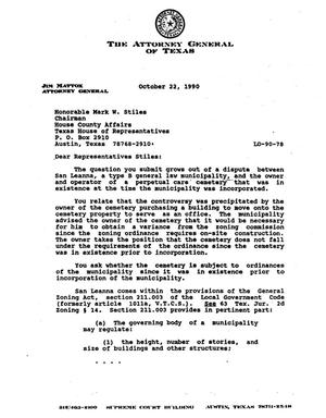 Primary view of object titled 'Texas Attorney General Opinion: LO90-78'.