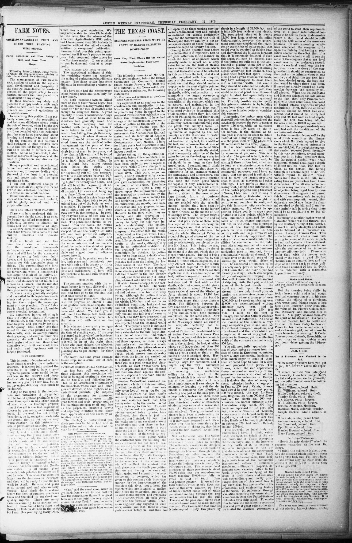 The Austin Statesman. (Austin, Tex.), Vol. 19, No. 38, Ed. 1 Thursday, February 13, 1890
                                                
                                                    [Sequence #]: 5 of 8
                                                
