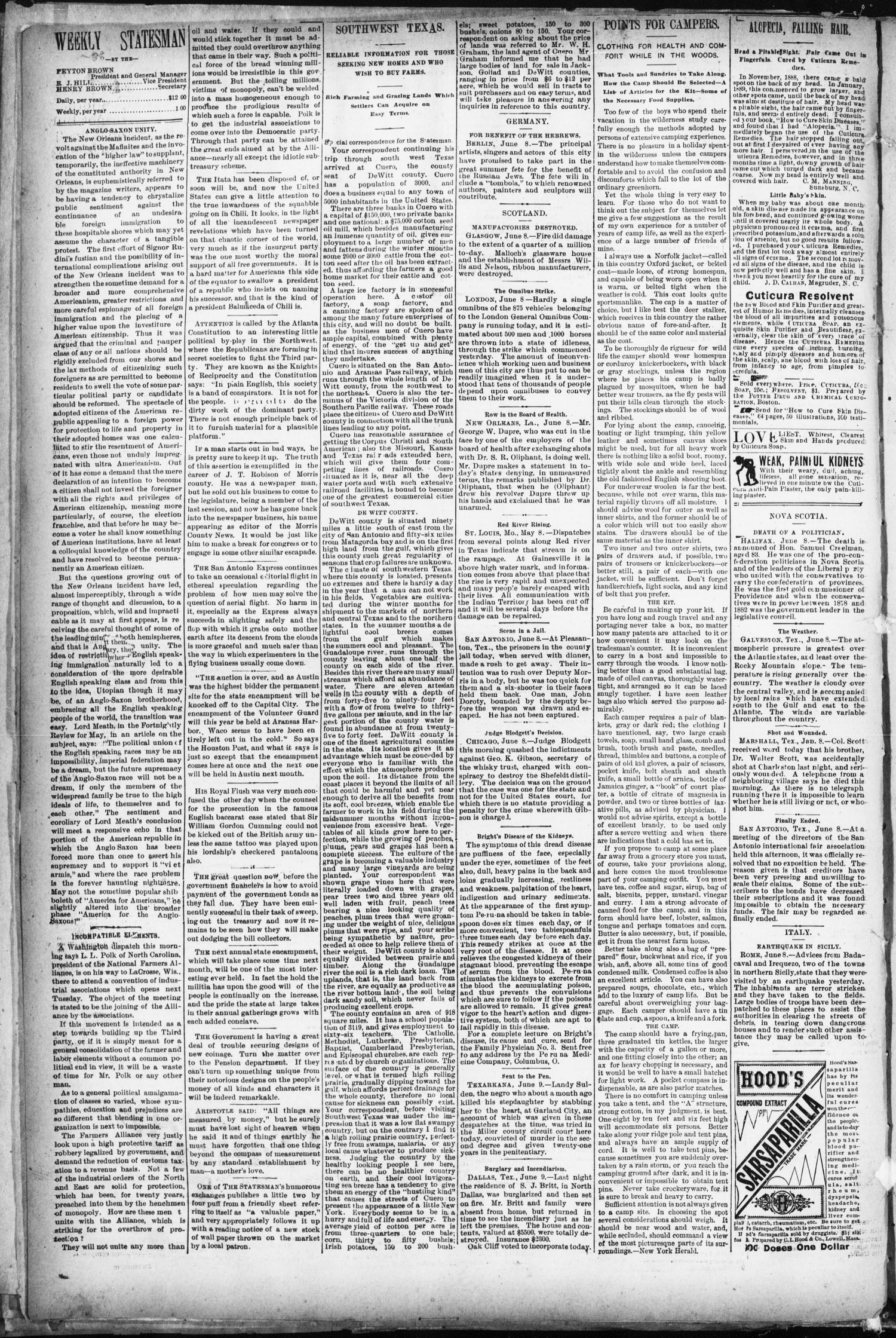 The Austin Statesman. (Austin, Tex.), Vol. 19, No. 53, Ed. 1 Thursday, June 11, 1891
                                                
                                                    [Sequence #]: 4 of 8
                                                