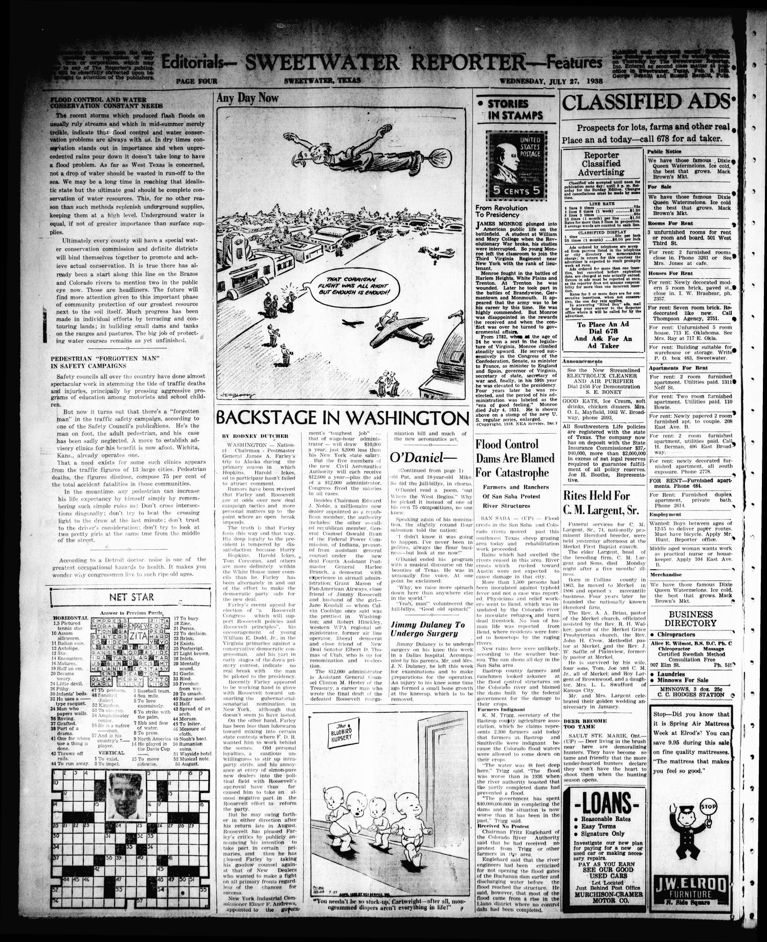 Sweetwater Reporter (Sweetwater, Tex.), Vol. 41, No. 98, Ed. 1 Wednesday, July 27, 1938
                                                
                                                    [Sequence #]: 4 of 6
                                                
