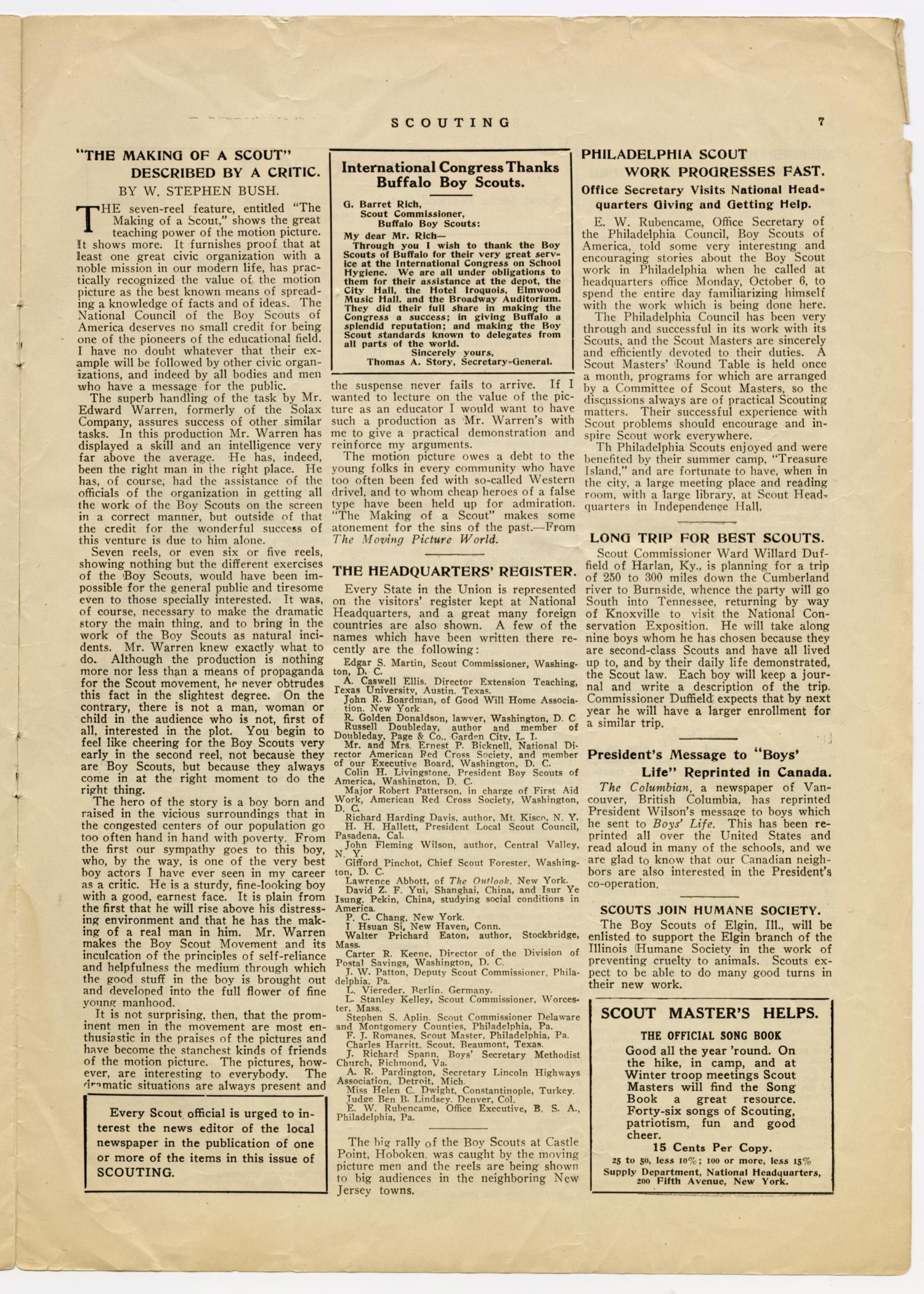 Scouting, Volume 1, Number 13, October 15, 1913
                                                
                                                    7
                                                