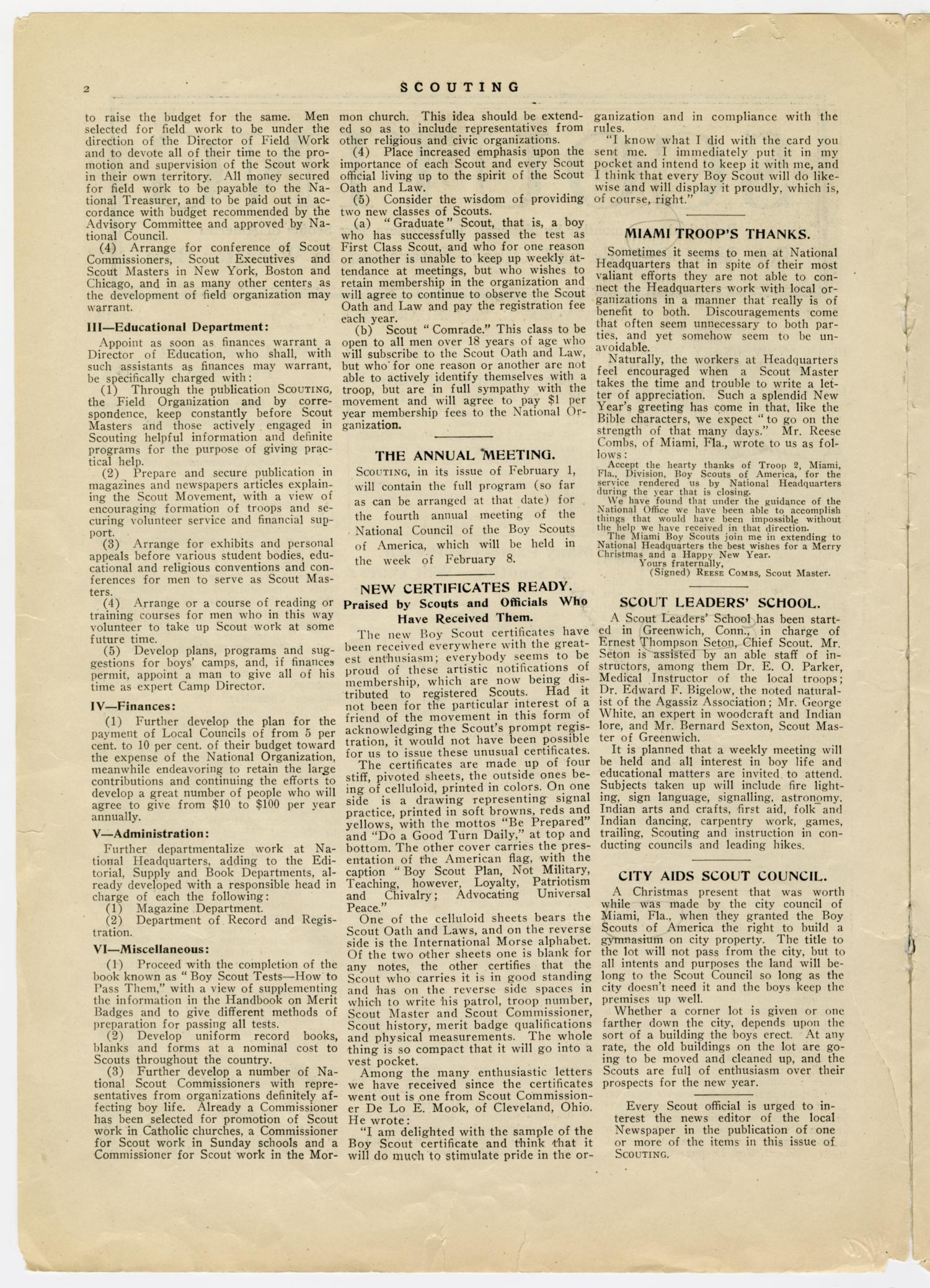 Scouting, Volume 1, Number 18, January 15, 1914
                                                
                                                    2
                                                