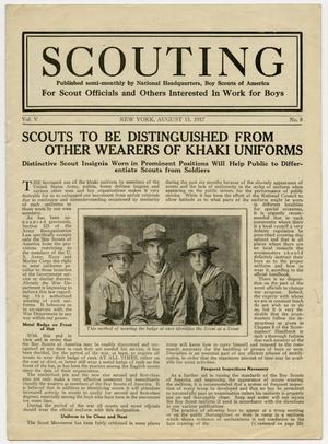 Primary view of object titled 'Scouting, Volume 5, Number 8, August 15, 1917'.
