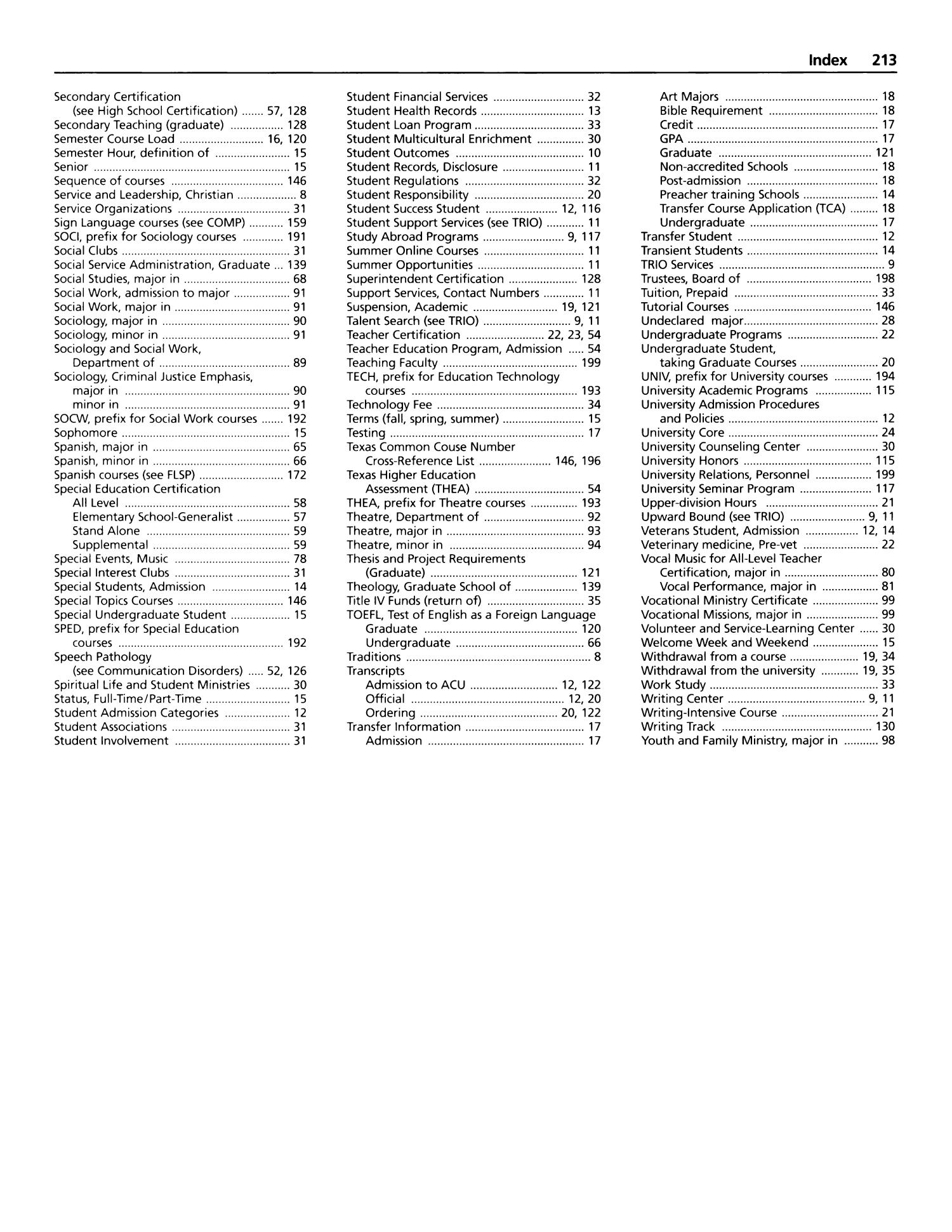Catalog of Abilene Christian University, 2005-2006
                                                
                                                    213
                                                