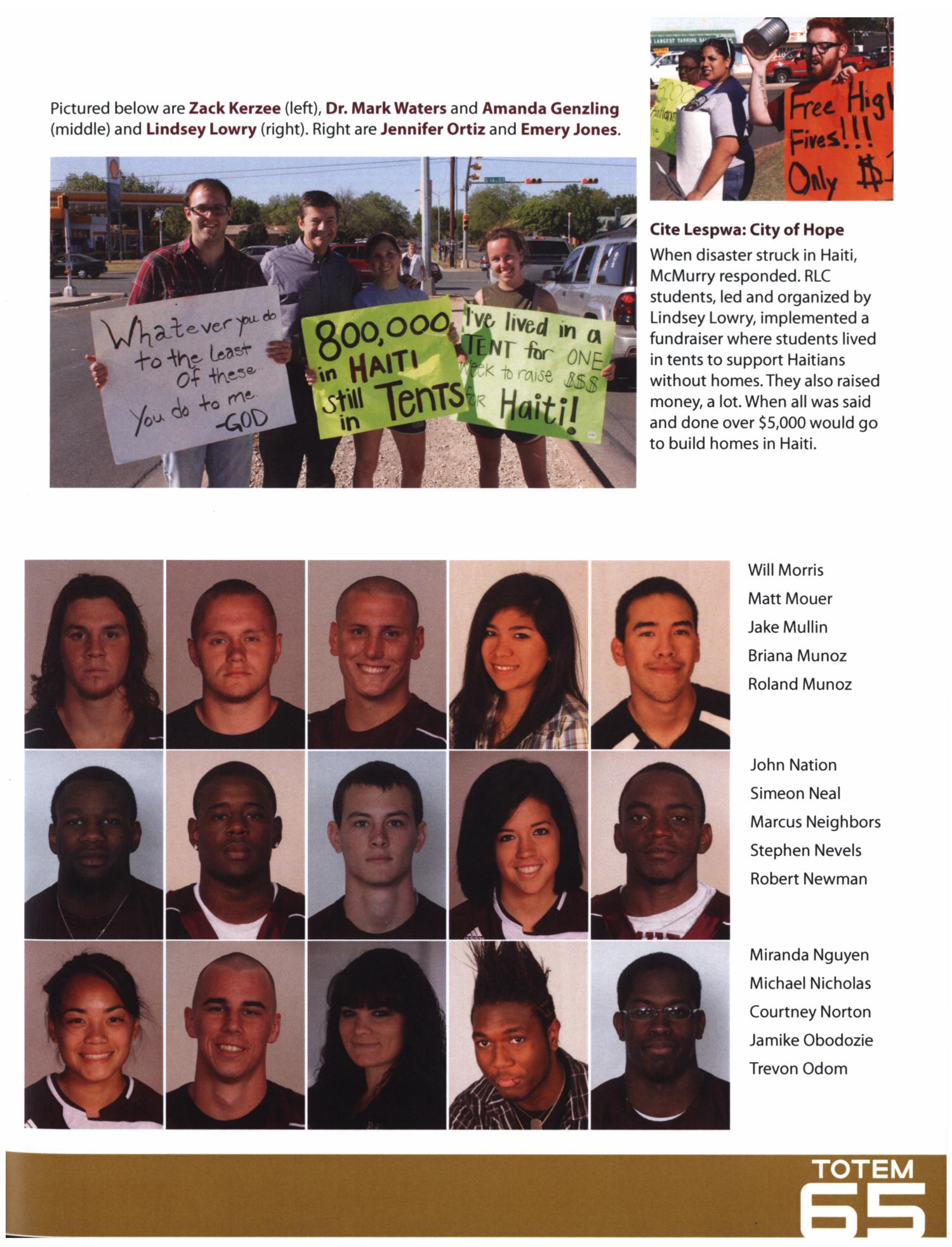 The Totem, Yearbook of McMurry University, 2011
                                                
                                                    65
                                                