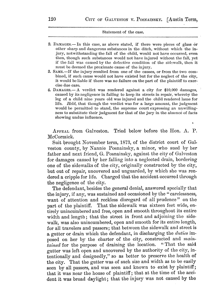 Cases argued and decided in the Supreme Court of the State of Texas, during the latter part of the Austin term, 1884, and the Tyler term, 1884.  Volume 62.
                                                
                                                    120
                                                