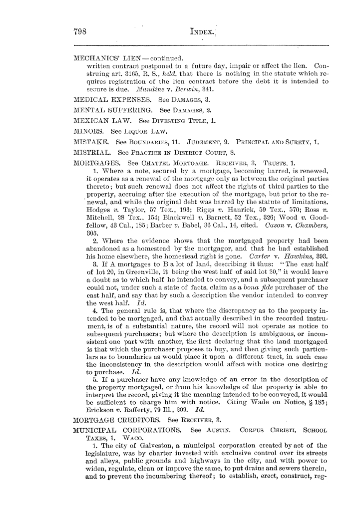 Cases argued and decided in the Supreme Court of the State of Texas, during the latter part of the Austin term, 1884, and the Tyler term, 1884.  Volume 62.
                                                
                                                    798
                                                