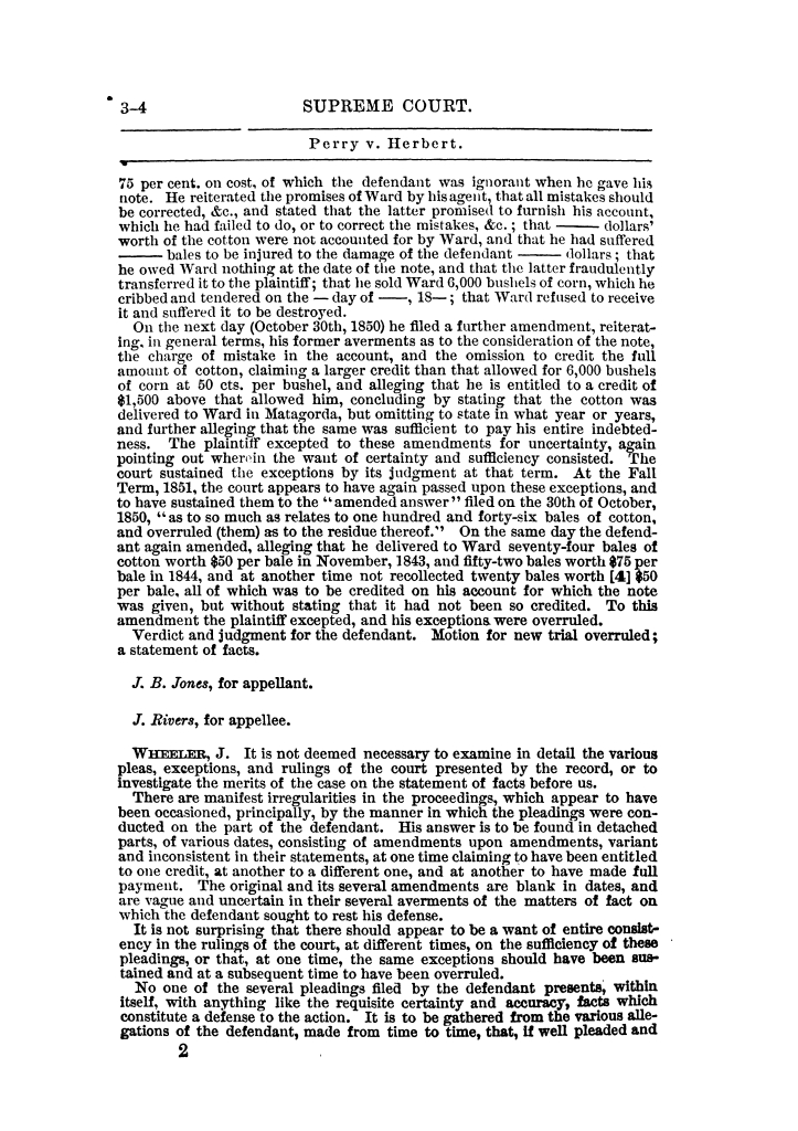 Reports of cases argued and decided in the Supreme Court of the State of Texas during part of Galveston term, 1852, and the whole of Tyler term, 1852. Volume 8.
                                                
                                                    2
                                                
