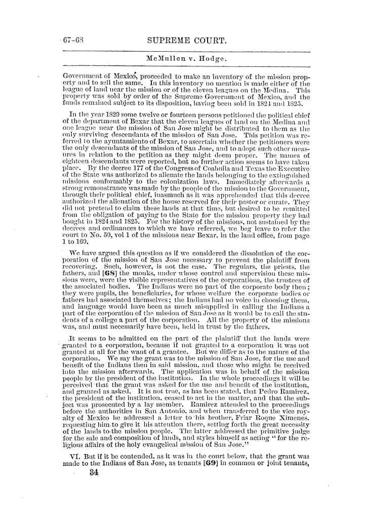Reports of cases argued and decided in the Supreme Court of the State of Texas during a part of December term, 1849, at Austin and a part of Galveston Term, 1851. Volume 5.
                                                
                                                    34
                                                