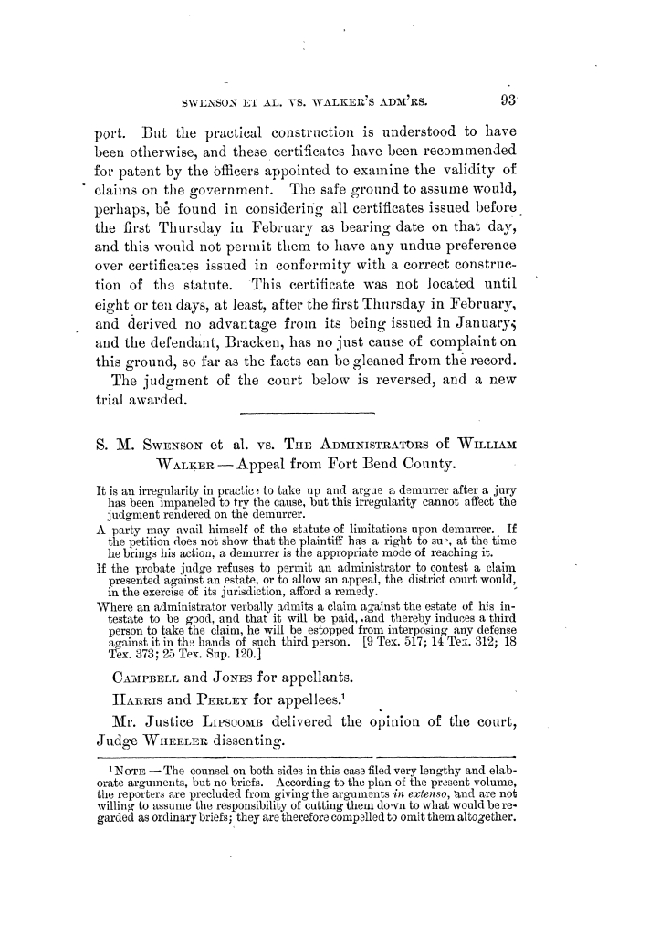 Reports of cases argued and decided in the Supreme Court of the State of Texas during December term, 1848. Volume 3.
                                                
                                                    93
                                                