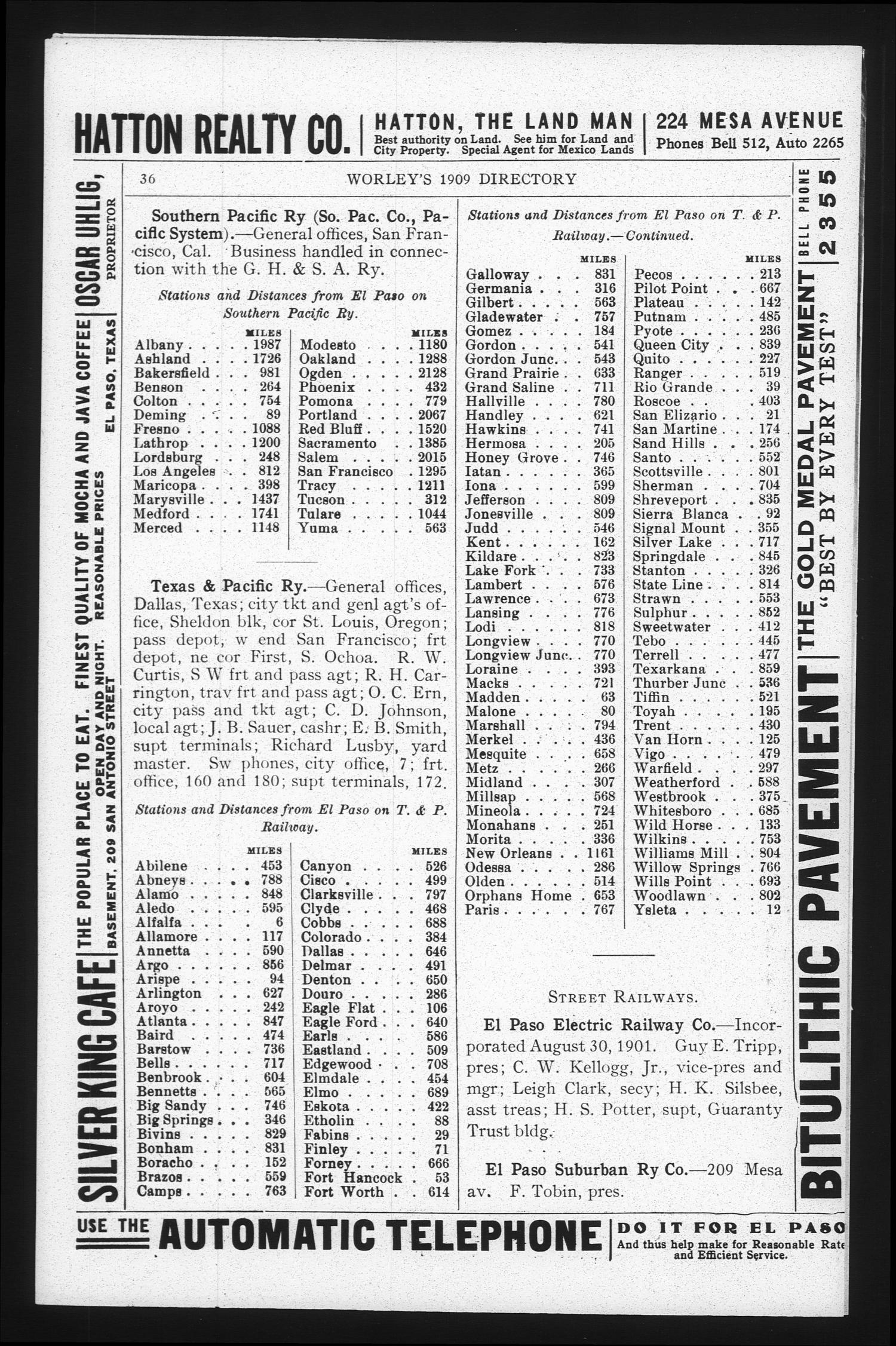 Worley's Directory of El Paso, Texas, 1909
                                                
                                                    36
                                                