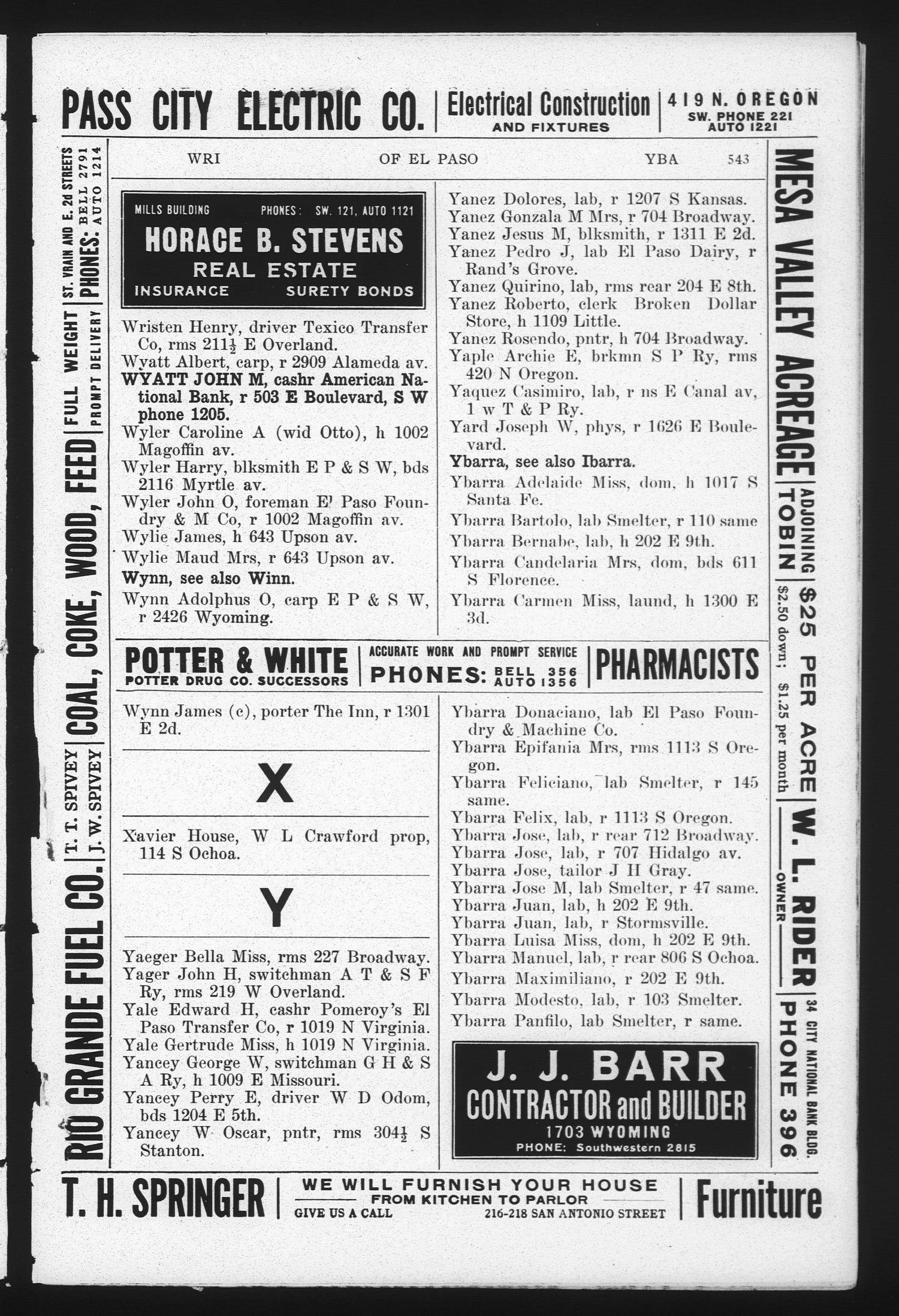 Worley's Directory of El Paso, Texas, 1909
                                                
                                                    543
                                                