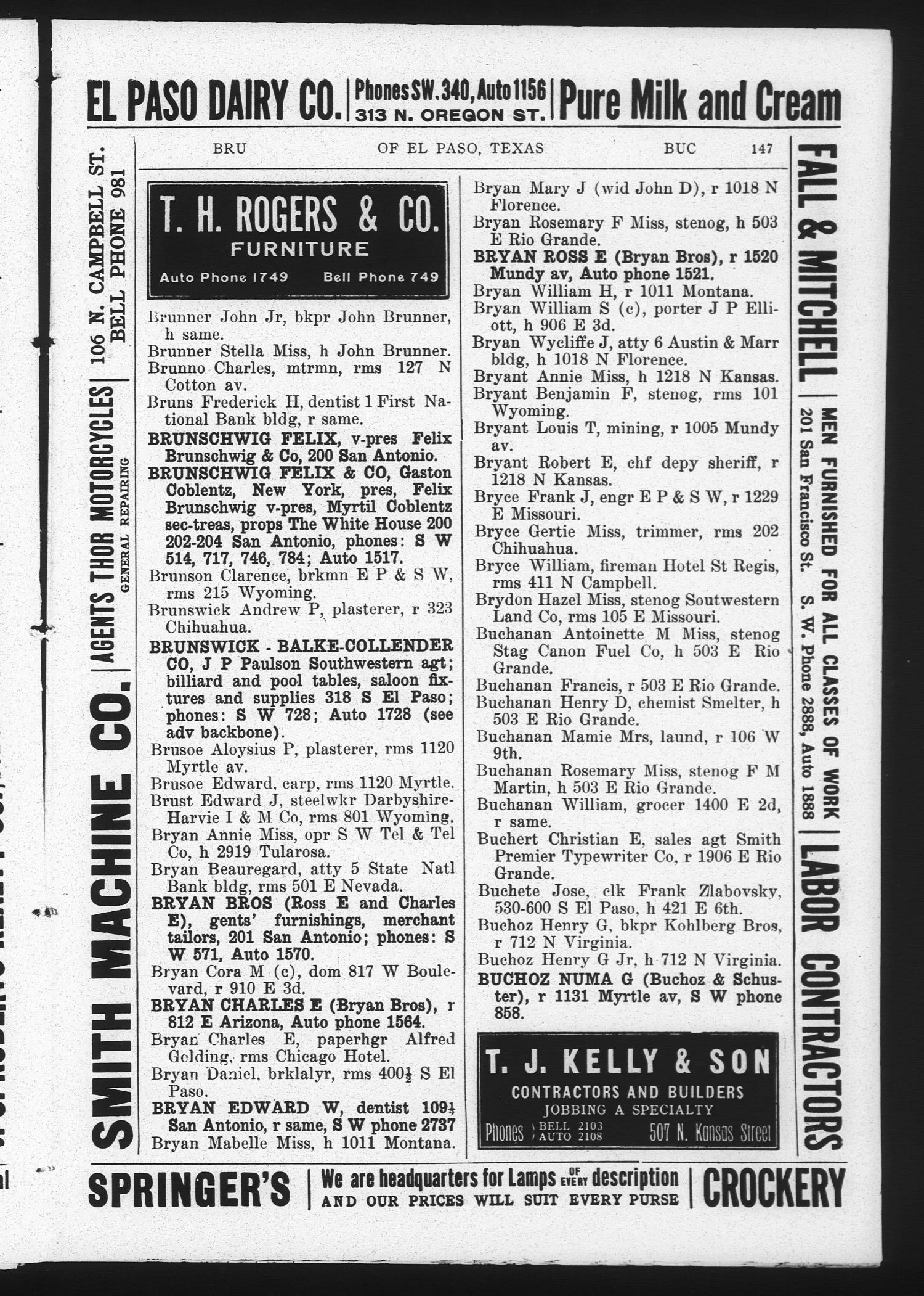 Worley's Directory of El Paso, Texas, 1910
                                                
                                                    147
                                                
