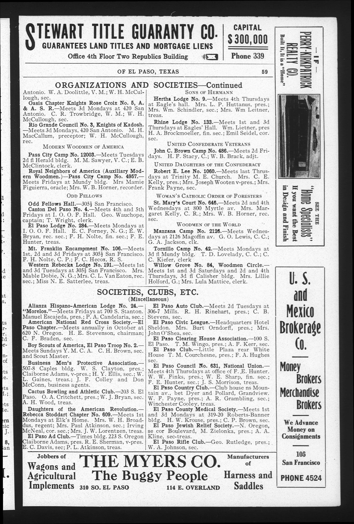 Worley's Directory of El Paso, U. S. A., 1915
                                                
                                                    59
                                                