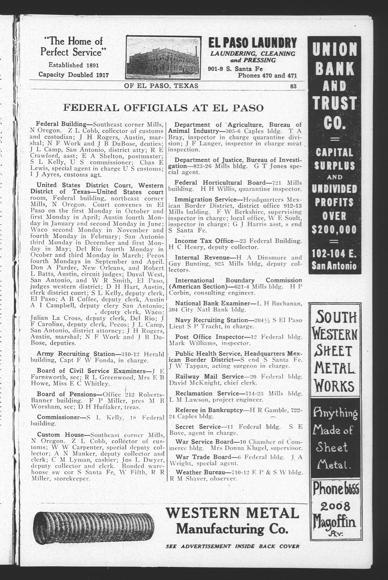 El Paso City Directory, 1918
                                                
                                                    83
                                                