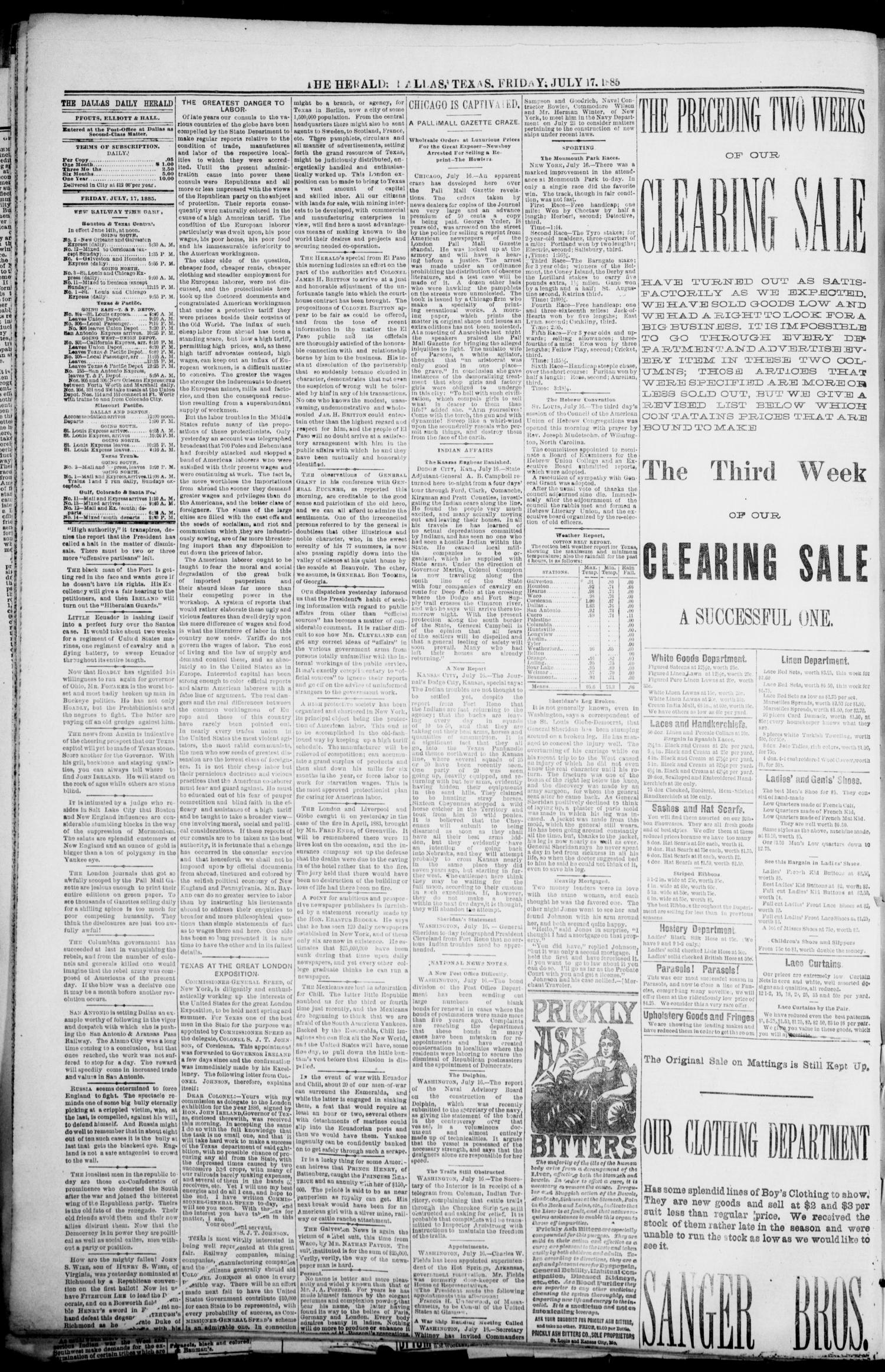 The Dallas Daily Herald. (Dallas, Tex.), Vol. 36, No. 412, Ed. 1 Friday, July 17, 1885
                                                
                                                    [Sequence #]: 4 of 8
                                                