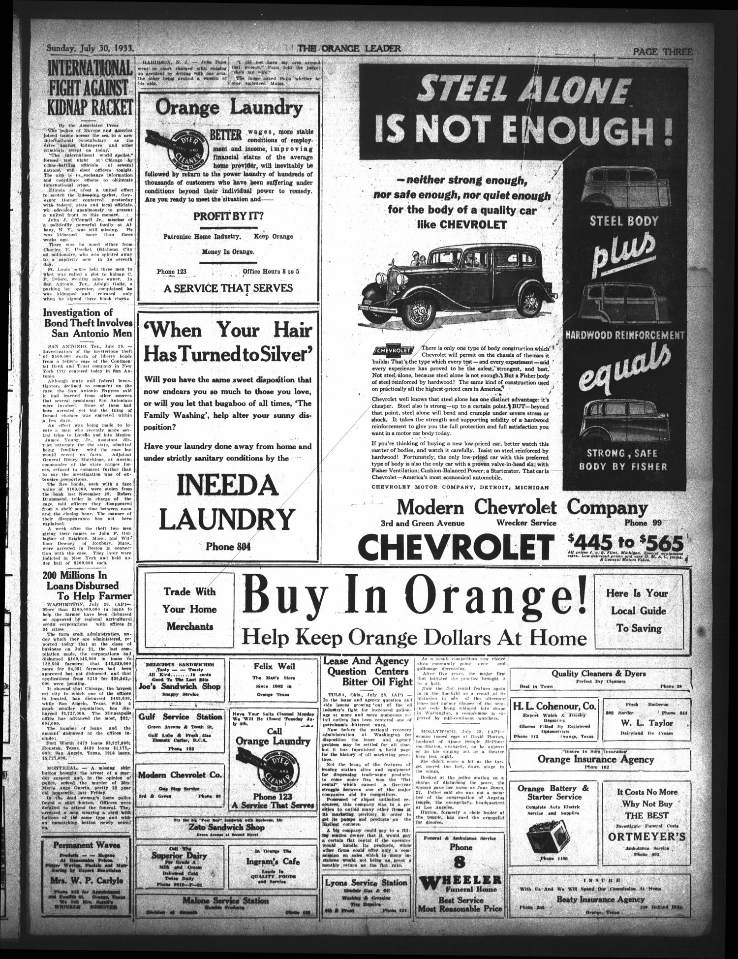 The Orange Leader (Orange, Tex.), Vol. 20, No. 178, Ed. 1 Sunday, July 30, 1933
                                                
                                                    [Sequence #]: 3 of 4
                                                