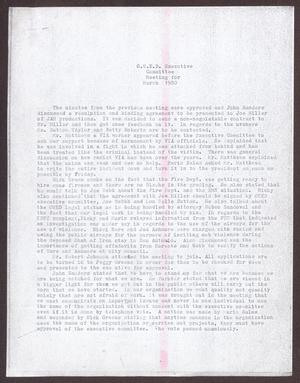 Primary view of object titled '[Organizations United for Eastside Development Meeting Minutes - March 1980]'.