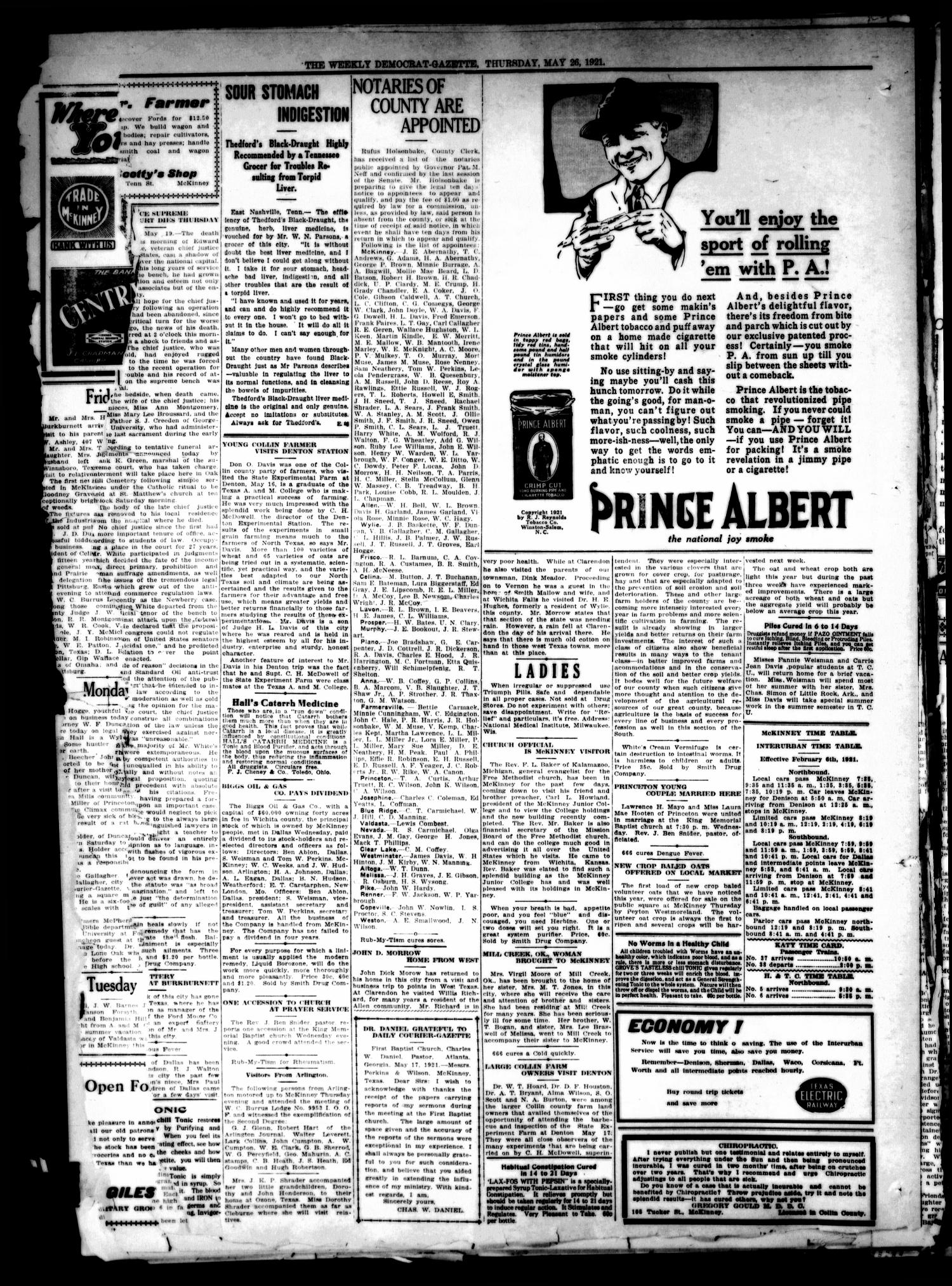 The Weekly Democrat-Gazette (McKinney, Tex.), Vol. 38, Ed. 1 Thursday, May 26, 1921
                                                
                                                    [Sequence #]: 8 of 12
                                                