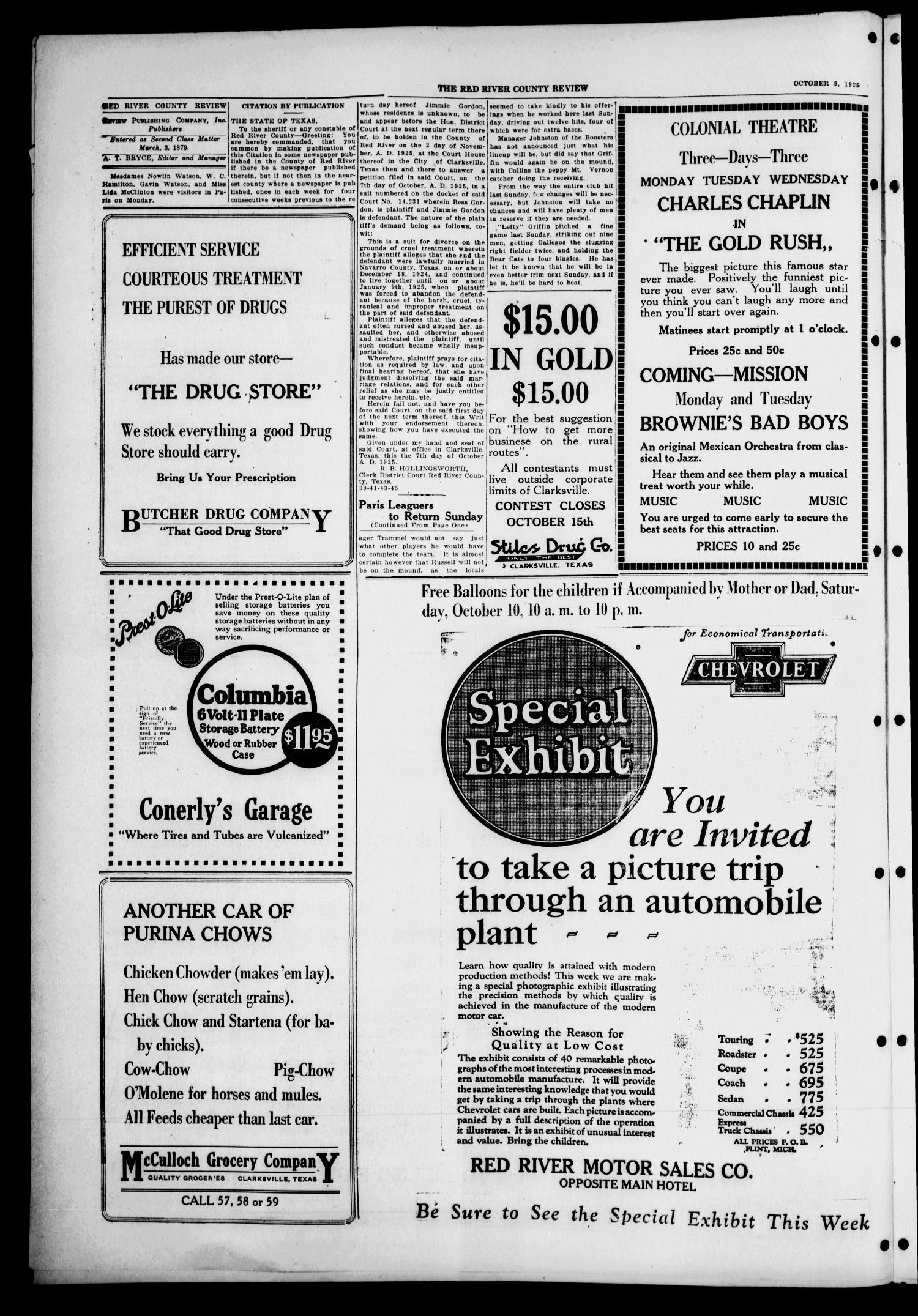 Red River County Review (Clarksville, Tex.), Vol. 5, No. 39, Ed. 1 Friday, October 9, 1925
                                                
                                                    [Sequence #]: 4 of 8
                                                