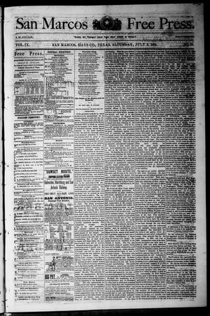 Primary view of object titled 'San Marcos Free Press. (San Marcos, Tex.), Vol. 9, No. 33, Ed. 1 Saturday, July 3, 1880'.