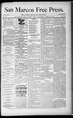 Primary view of object titled 'San Marcos Free Press. (San Marcos, Tex.), Vol. 11, No. 30, Ed. 1 Thursday, June 22, 1882'.