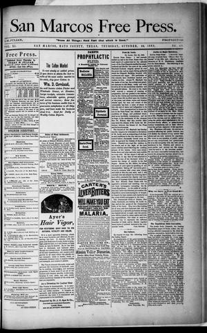 Primary view of object titled 'San Marcos Free Press. (San Marcos, Tex.), Vol. 11, No. 48, Ed. 1 Thursday, October 26, 1882'.