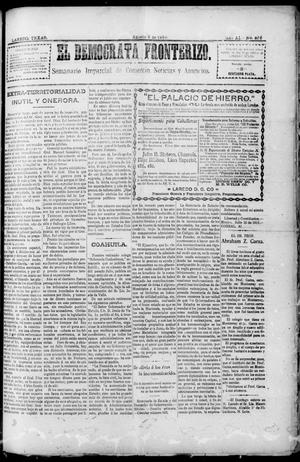 Primary view of object titled 'El Democrata Fronterizo. (Laredo, Tex.), Vol. 11, No. 656, Ed. 1 Saturday, August 6, 1910'.