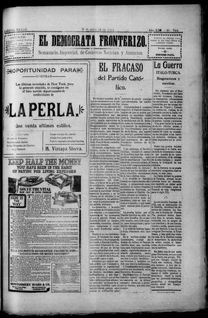 Primary view of object titled 'El Democrata Fronterizo. (Laredo, Tex.), Vol. 13, No. 724, Ed. 1 Saturday, November 18, 1911'.