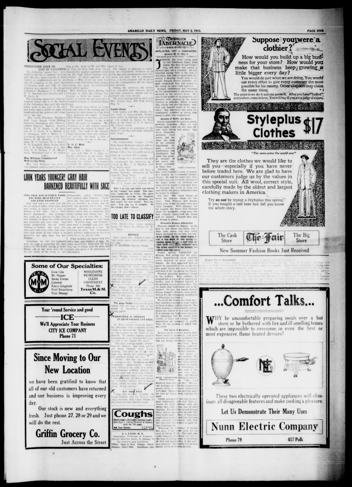 Amarillo Daily News (Amarillo, Tex.), Vol. 4, No. 155, Ed. 1 Friday, May 2, 1913
                                                
                                                    [Sequence #]: 3 of 8
                                                