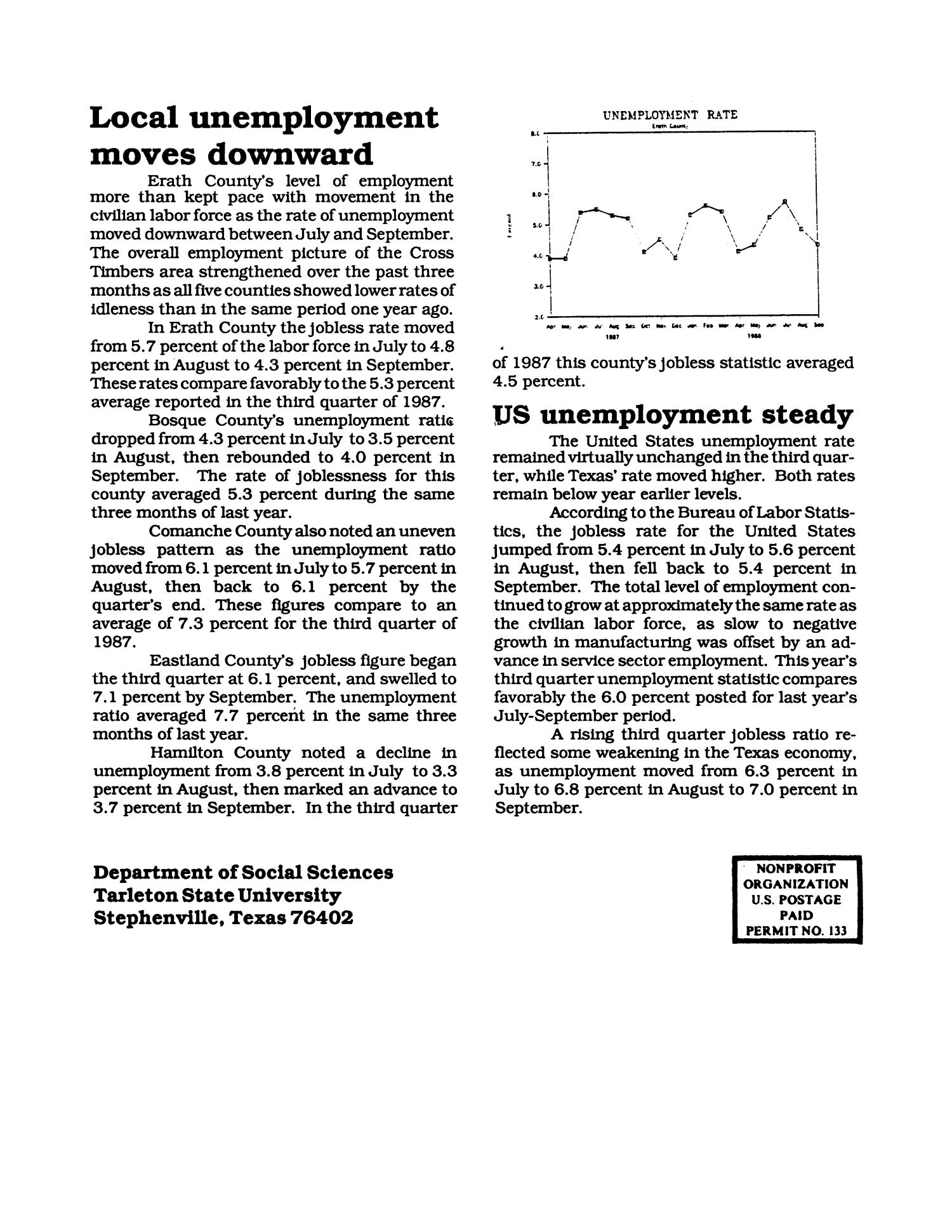Cross Timbers Business Report, Volume 3, Number 1, Fall 1988
                                                
                                                    4
                                                