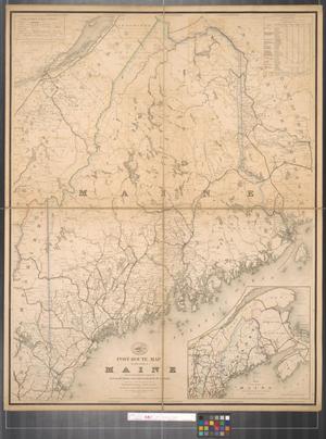 Primary view of object titled 'Post route map of the state of Maine and of the adjacent parts of New Hampshire and the Dominion of Canada : Designed and constructed under the orders of Postmaster General Alex. W. Randall and Second Ass't. Postmaster Gen'l. Geo. Wm. McLellan.'.