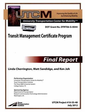 Primary view of object titled 'Transit Management Certificate Program'.