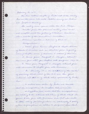 Primary view of object titled '[Minutes for the San Antonio Chapter of the Links, Inc. Meeting - February 15, 1970]'.